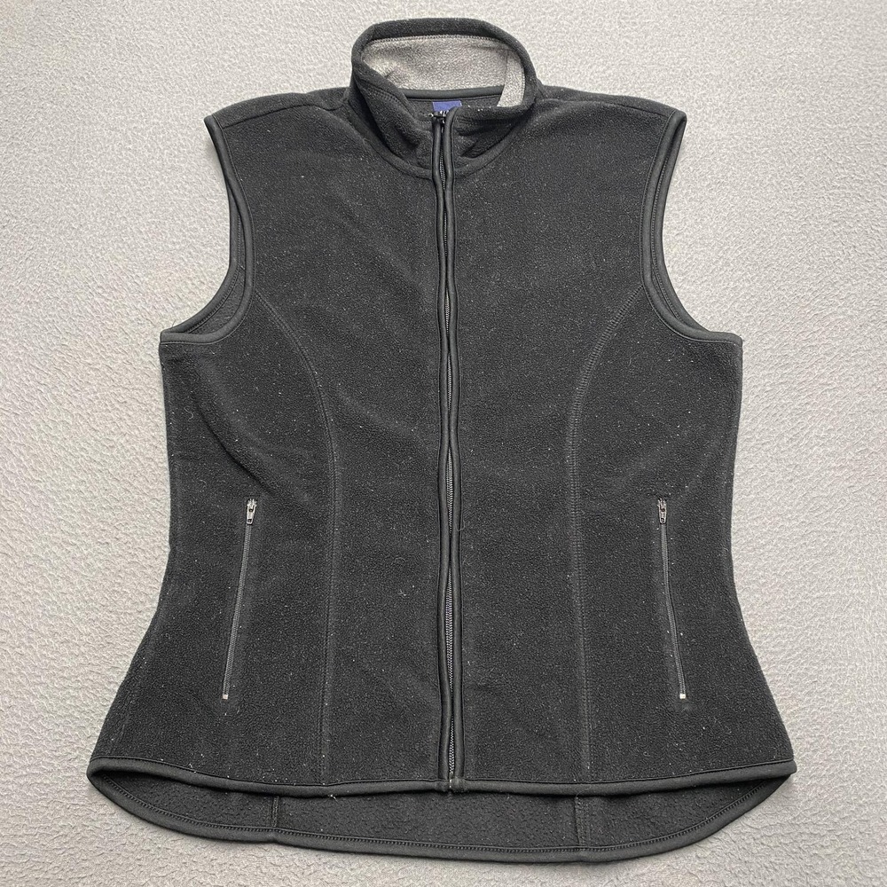 Vintage GAP Vest Womens Medium‎ Black Fleece Full Zip 90s Outdoor Pockets 1999